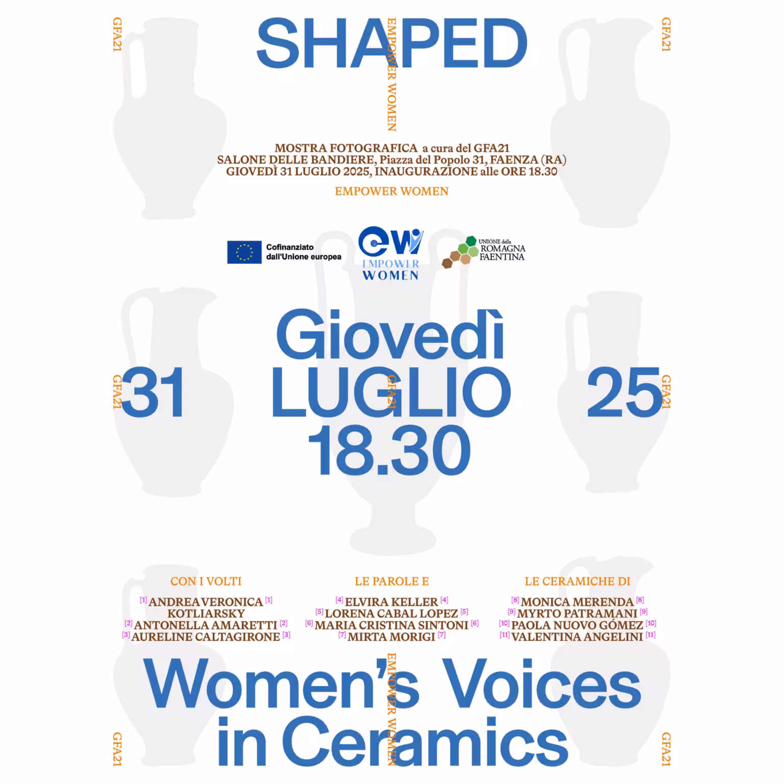 SHAPED – Women’s Voices in Ceramics Inaugurazione mostra. Faenza
