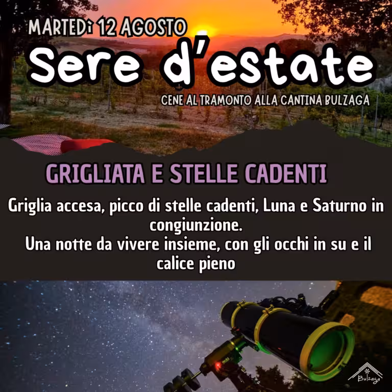 Sere d'estate alla Cantina Bulzaga - Grigliata e Stelle Cadenti